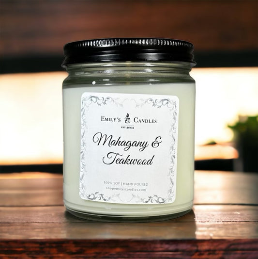 9 Oz Soy Candle Mahogany & Teakwood