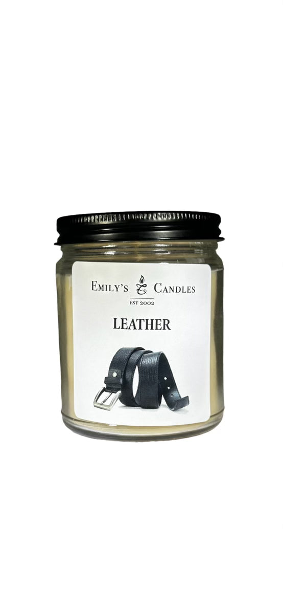 9 Oz Soy Candle Leather Scented