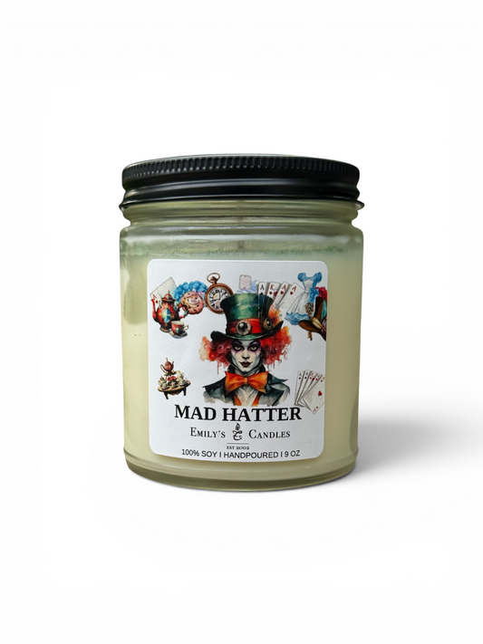 9 Oz 100% Soy Candle Mad Hatter