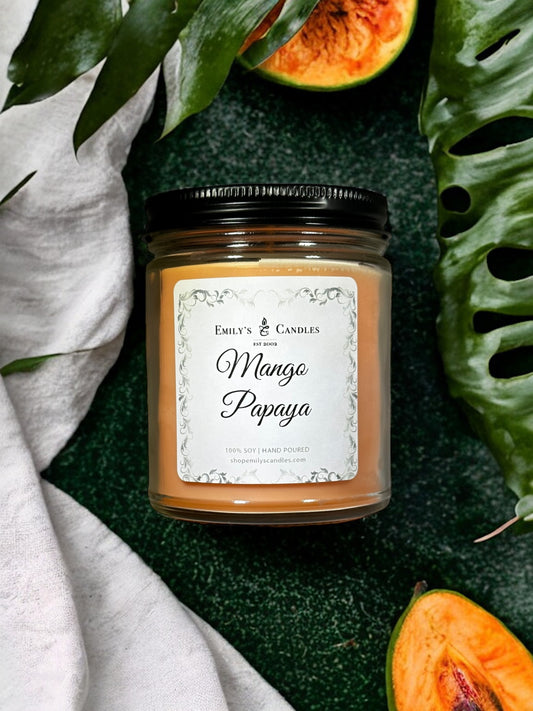 9 Oz Soy Candle Mango Papaya