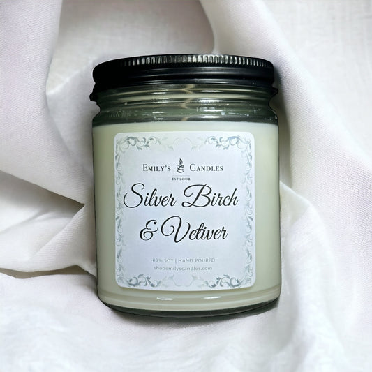 9 Oz Soy Candle Silver Birch & Vetiver
