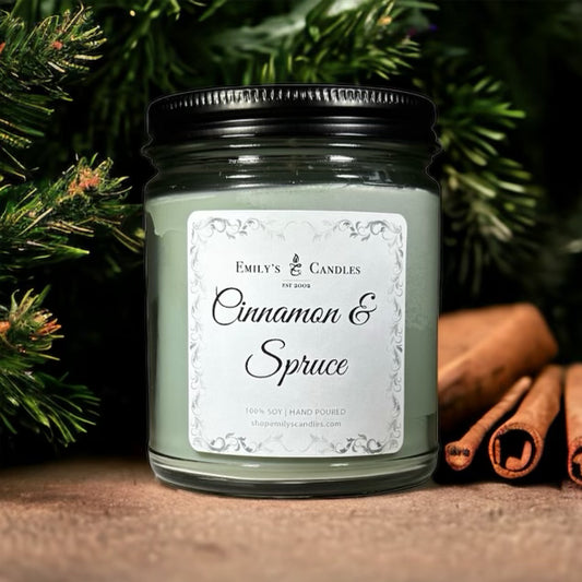 9 Oz Soy Candle Cinnamon & Spruce